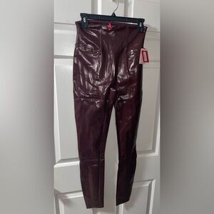 SPANX Faux Patent Leather Leggings Women’s Medium Ruby